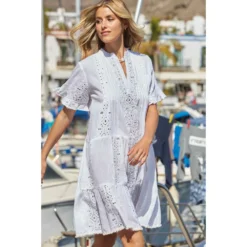 Robe Courte Manches Courtes, Angle, Iconique IC23-001-BLANC