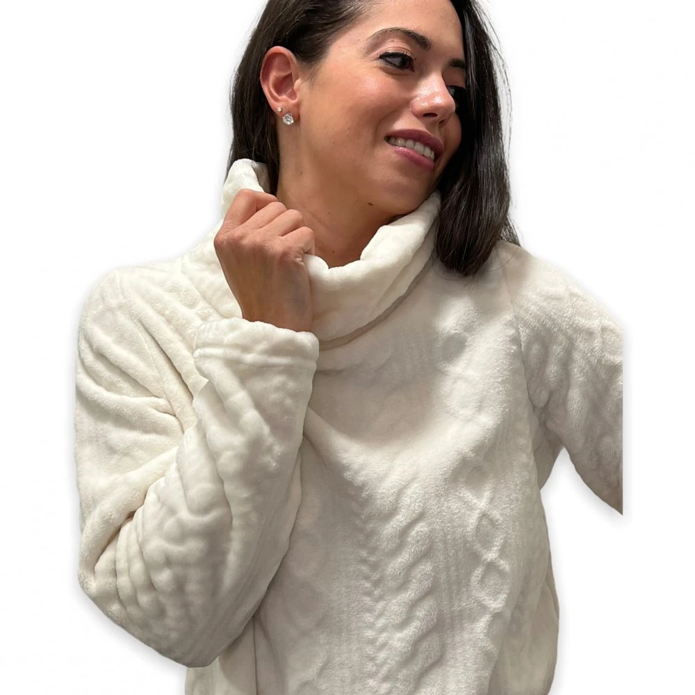 Robe D'Intérieur Polaire, Elaine, Peignora 13H22032-ECRU 2 Robe D'Intérieur Polaire, Elaine, Peignora 13H22032-ECRU – Image 2