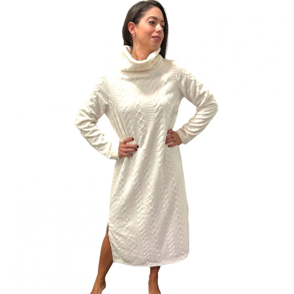 Robe D'Intérieur Polaire, Elaine, Peignora 13H22032-ECRU 1 Robe D'Intérieur Polaire, Elaine, Peignora 13H22032-ECRU