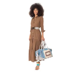 Robe Longue Manches Longues, Ana, Iconique IC23-049-MARRON -Le Charme Intime robe longue manches longues ana iconique ic23 049 marron 2