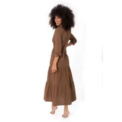 Robe Longue Manches Longues, Ana, Iconique IC23-049-MARRON -Le Charme Intime robe longue manches longues ana iconique ic23 049 marron 3