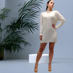 Robe Pull Manches Longues 28% Alpaga & 15% Laine, Oscalito 6707-012