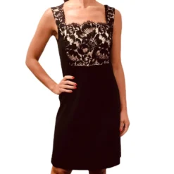 Robe Sans Manches Laine & Soie Plat Chantilly, Oscalito 4734